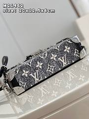 Kitlife Louis Vuitton Petite Malle Handbag Gray Denim Textile Jacquard - 20*12.5*6cm - 3