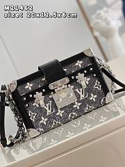 Kitlife Louis Vuitton Petite Malle Handbag Gray Denim Textile Jacquard - 20*12.5*6cm - 2
