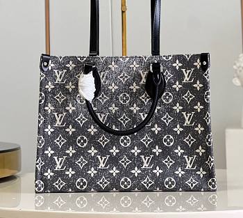 Kitlife Louis Vuitton Onthego Gray Denim Textile Jacquard - 35*27*14cm