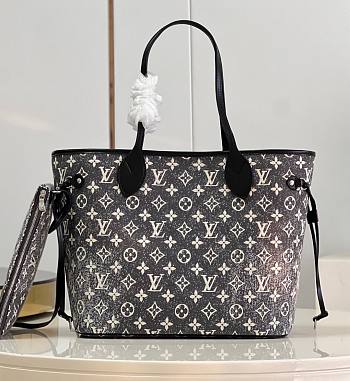 	 Kitlife Louis Vuitton Neverfull Gray Denim Textile Jacquard - 31*28*14cm