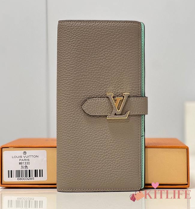 	 KITLIFE LOUIS VUITTON VERTICAL WALLET Galet Beige / Aquamarine Blue - M81367 - 10*19*1.7cm - 1