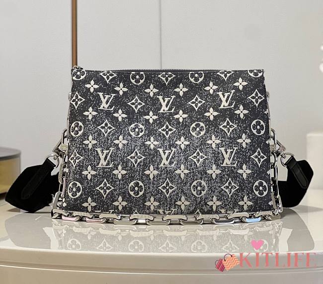 	 Kitlife Louis Vuitton Coussin Gray Denim Textile Jacquard - 26*20*12cm - 1
