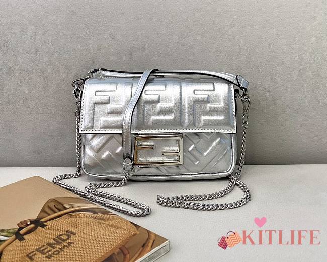 Kitlife Fendi Baguette Mini Silver Nappa Leather - 19cm - 1