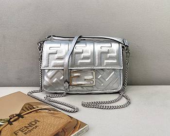 Kitlife Fendi Baguette Mini Silver Nappa Leather - 19cm