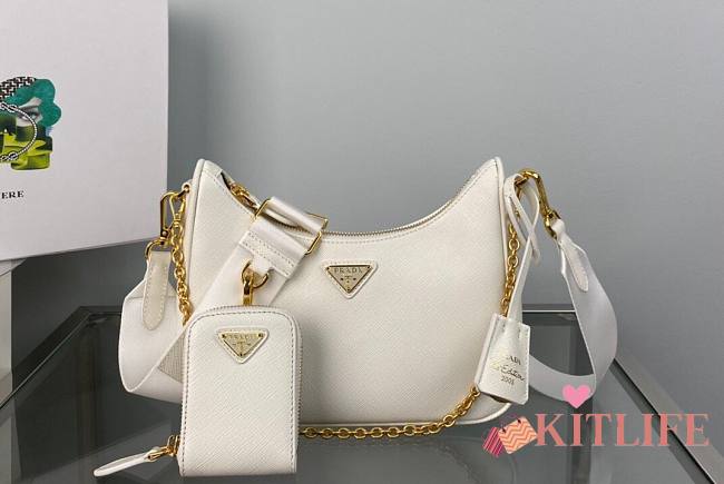 Forubags Prada Re-Edition 2005 Saffiano Leather White Bag - 1BH204  – 18x6.5x22 cm - 1