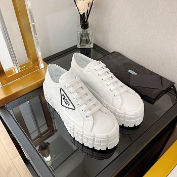 Kitlife Prada Double Wheel nylon gabardine sneakers white