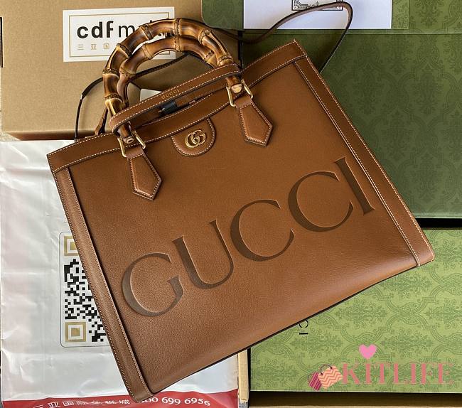 Kitlife Gucci Diana Tote Bag In Brown Leather - 35*30*14cm - 1