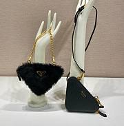 Kitlife Prada Shearling and Saffiano Leather Mini Pouch Black - 15*10*5cm - 1