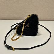 Kitlife Prada Shearling and Saffiano Leather Mini Pouch Black - 15*10*5cm - 5
