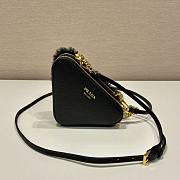 Kitlife Prada Shearling and Saffiano Leather Mini Pouch Black - 15*10*5cm - 4