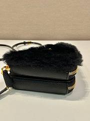 Kitlife Prada Shearling and Saffiano Leather Mini Pouch Black - 15*10*5cm - 3