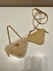 	 Kitlife Prada Shearling and Saffiano Leather Mini Pouch Beige - 15*10*5cm - 3