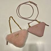 	 Kitlife Prada Shearling and Saffiano Leather Mini Pouch Pink - 15*10*5cm - 2