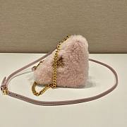 	 Kitlife Prada Shearling and Saffiano Leather Mini Pouch Pink - 15*10*5cm - 3