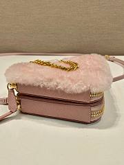 	 Kitlife Prada Shearling and Saffiano Leather Mini Pouch Pink - 15*10*5cm - 5