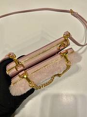 	 Kitlife Prada Shearling and Saffiano Leather Mini Pouch Pink - 15*10*5cm - 6