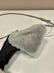 	 Kitlife Prada Shearling and Saffiano Leather Mini Pouch Grey - 15*10*5cm - 2