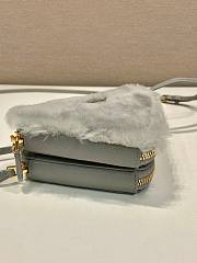 	 Kitlife Prada Shearling and Saffiano Leather Mini Pouch Grey - 15*10*5cm - 4