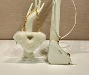 	 Kitlife Prada Shearling and Saffiano Leather Mini Pouch White - 15*10*5cm - 1