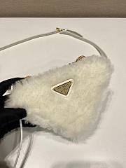 	 Kitlife Prada Shearling and Saffiano Leather Mini Pouch White - 15*10*5cm - 3