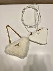 	 Kitlife Prada Shearling and Saffiano Leather Mini Pouch White - 15*10*5cm - 2