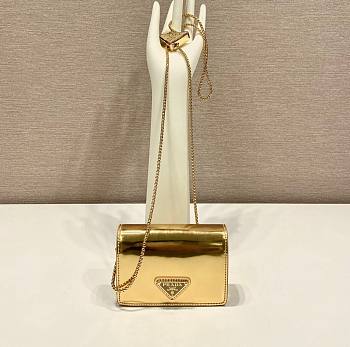 	 Kitlife Prada Brushed leather chain card holder gold - 1MR023 - 11.5x8cm