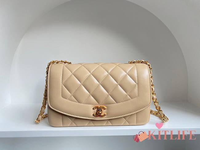 Kitlife Chanel Diana Flap Bag Beige - 22.5x14x7cm - 1