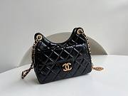 KITLIFE CHANEL 23C HOBO BAG SHINY CALFSKIN BLACK BRUSHED - 19x17x6cm - 1