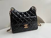 	 KITLIFE CHANEL 23C HOBO BAG SHINY CALFSKIN BLACK BRUSHED - 22.5x21.5x7cm - 1
