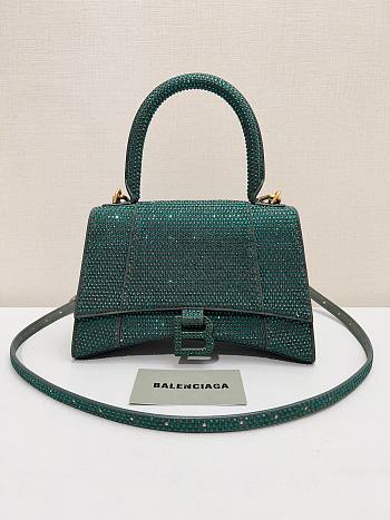 Kitlife Balenciaga Hourglass Rhinestones Bag Green - 23cm