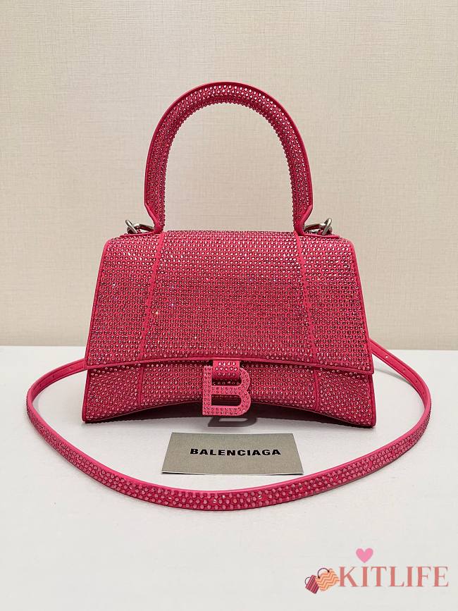 	 Kitlife Balenciaga Hourglass Rhinestones Bag Pink - 23cm - 1