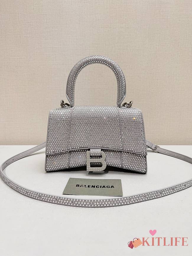 Kitlife Balenciaga Hourglass Rhinestones Bag Silver - 19x13x8cm - 1