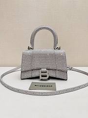 Kitlife Balenciaga Hourglass Rhinestones Bag Silver - 19x13x8cm - 1