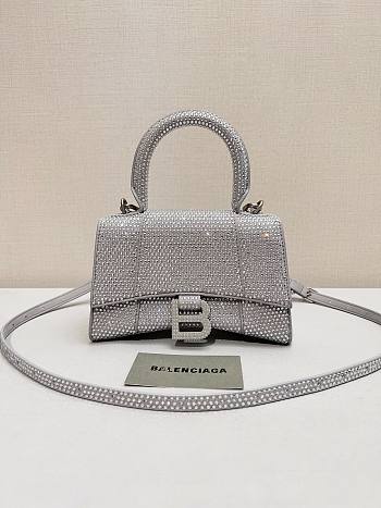 Kitlife Balenciaga Hourglass Rhinestones Bag Silver - 19x13x8cm