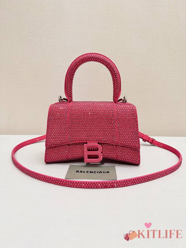 	 Kitlife Balenciaga Hourglass Rhinestones Bag Pink - 19x13x8cm - 1