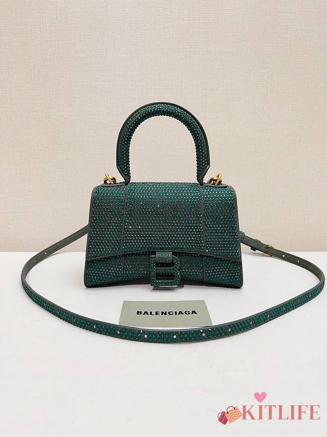 	 Kitlife Balenciaga Hourglass Rhinestones Bag Green - 19x13x8cm - 1