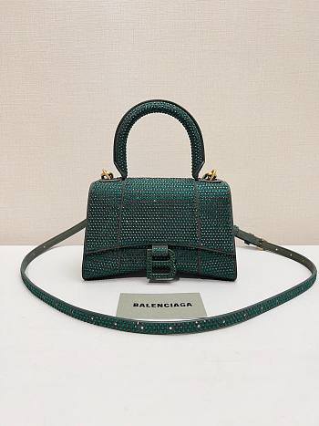 	 Kitlife Balenciaga Hourglass Rhinestones Bag Green - 19x13x8cm