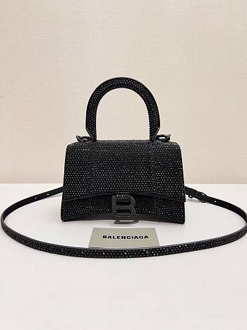 	 Kitlife Balenciaga Hourglass Rhinestones Bag Black - 19x13x8cm