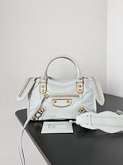	 Kitlife Balenciaga Chevre Gold Metallic Edge Hardware Small City Light Blue - 23*9*16cm - 1