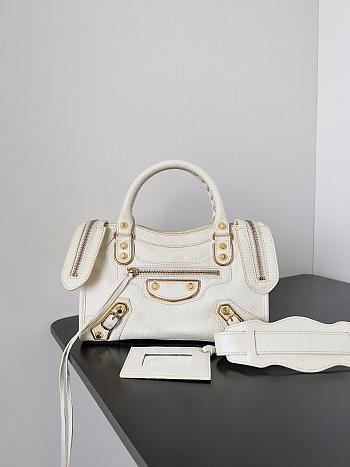 	 Kitlife Balenciaga Chevre Gold Metallic Edge Hardware Small City White - 23*9*16cm