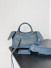 	 Kitlife Balenciaga Chevre Gold Metallic Edge Hardware Small City Deep Blue - 23*9*16cm - 1