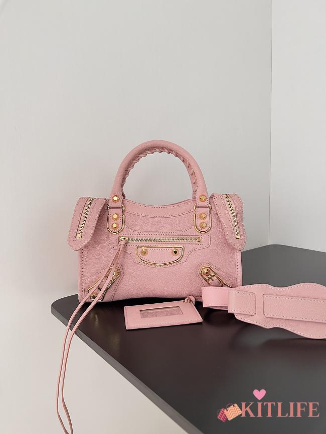 	 Kitlife Balenciaga Chevre Gold Metallic Edge Hardware Small City Pink - 23*9*16cm - 1