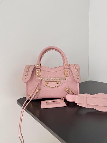 	 Kitlife Balenciaga Chevre Gold Metallic Edge Hardware Small City Pink - 23*9*16cm