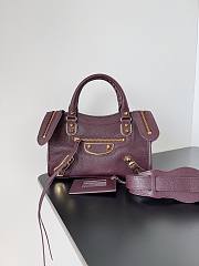 	 Kitlife Balenciaga Chevre Gold Metallic Edge Hardware Small City Dark Burgundy - 23*9*16cm - 1