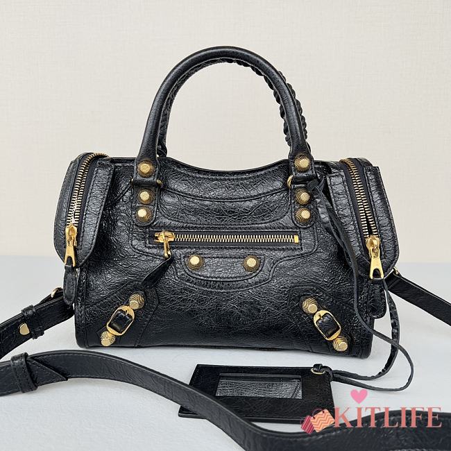 Kitlife Balenciaga City shoulder bag in black leather - 23*14*9cm - 1