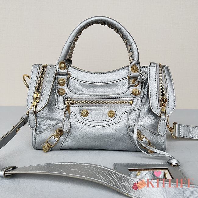 	 Kitlife Balenciaga City shoulder bag in silver leather - 23*14*9cm - 1