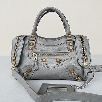 	 Kitlife Balenciaga City shoulder bag in gray leather - 23*14*9cm