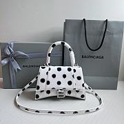 Kitlife Balenciaga Small Hourglass Polka Dot Leather Top Handle Bag White - 23cmx10x14cm - 1
