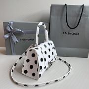 Kitlife Balenciaga Small Hourglass Polka Dot Leather Top Handle Bag White - 23cmx10x14cm - 4