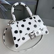 Kitlife Balenciaga Small Hourglass Polka Dot Leather Top Handle Bag White - 23cmx10x14cm - 3